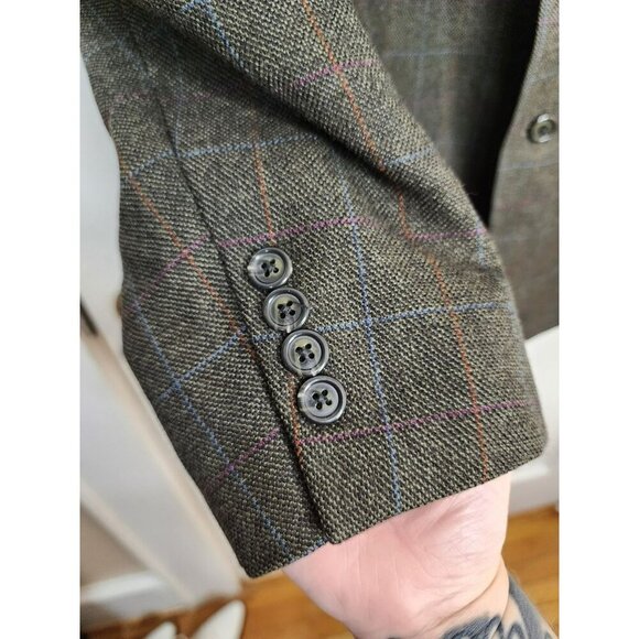 Jos A Bank Dark Gray 100% Wool Plaid Blazer Sport Coat Jacket Mens 44L - Picture 5 of 5